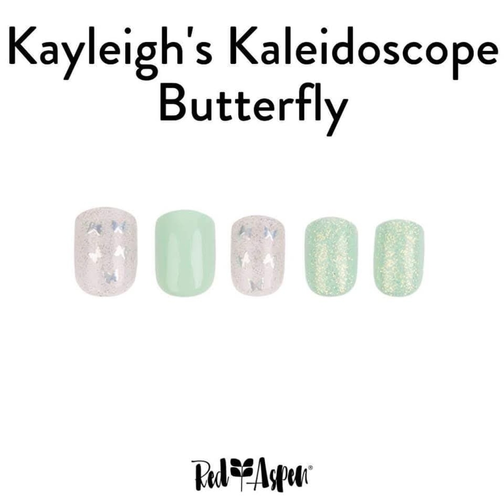 Red Aspen Kaleidoscope Butterfly Press-On Nails